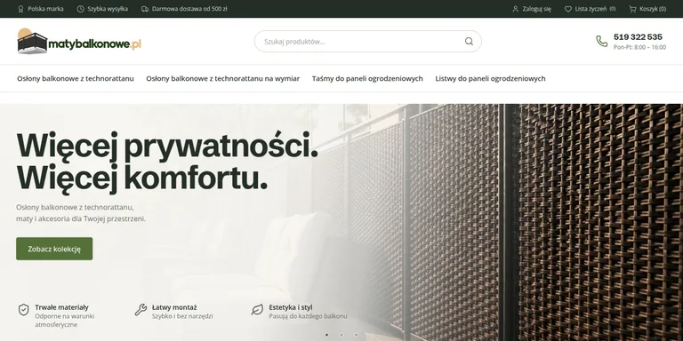Widok sklepu internetowego matybalkonowe.pl
