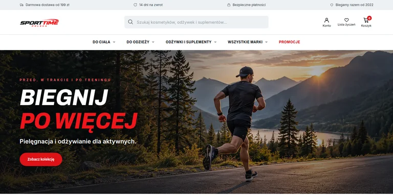 Widok sklepu internetowego Sporttime Polska