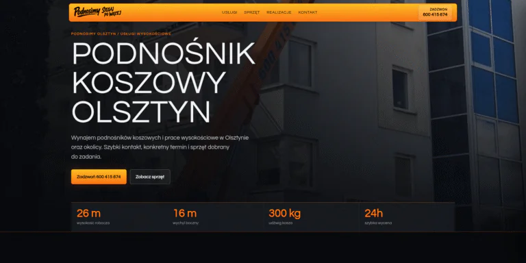 Widok strony internetowej Podnosimy